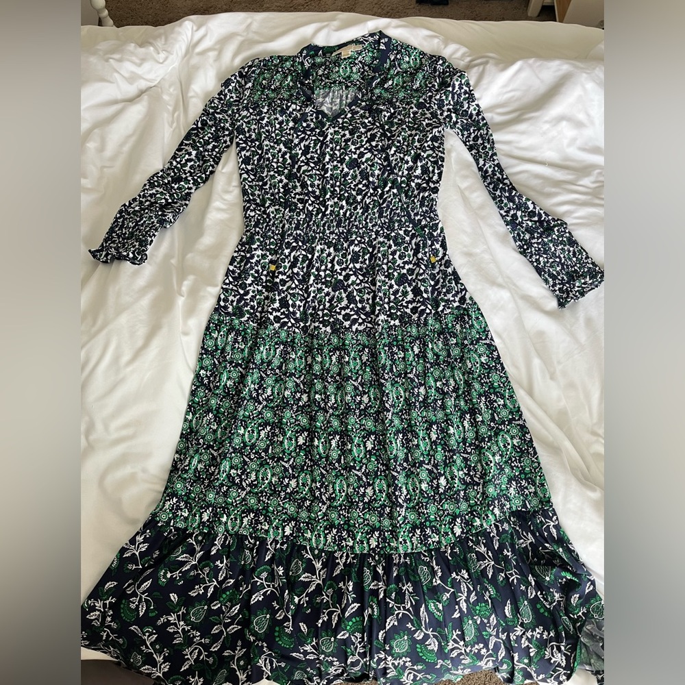 Michael Kors Bohemian Blue Green Long Dress